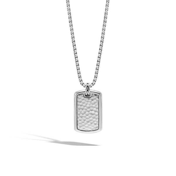 John Hardy Classic Chain Large Hammered Dog Tag Necklace