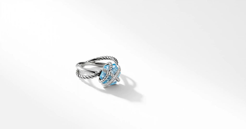 Cable Wrap Ring with Blue Topaz and Diamonds