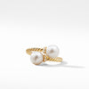 Bypass Ring with Pearls and Diamonds in 18K Gold