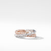 Pavéflex Two Row Ring with Diamonds in 18K Rose and White Gold