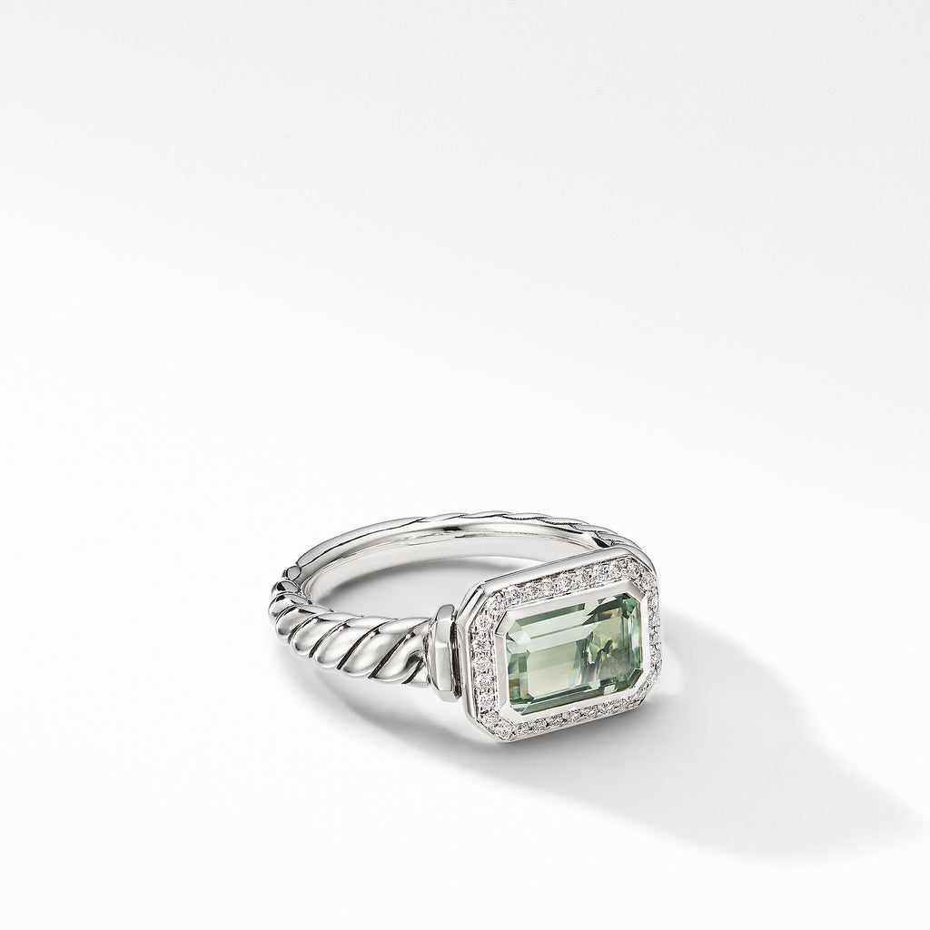 Novella Ring with Prasiolite and Pavé Diamonds