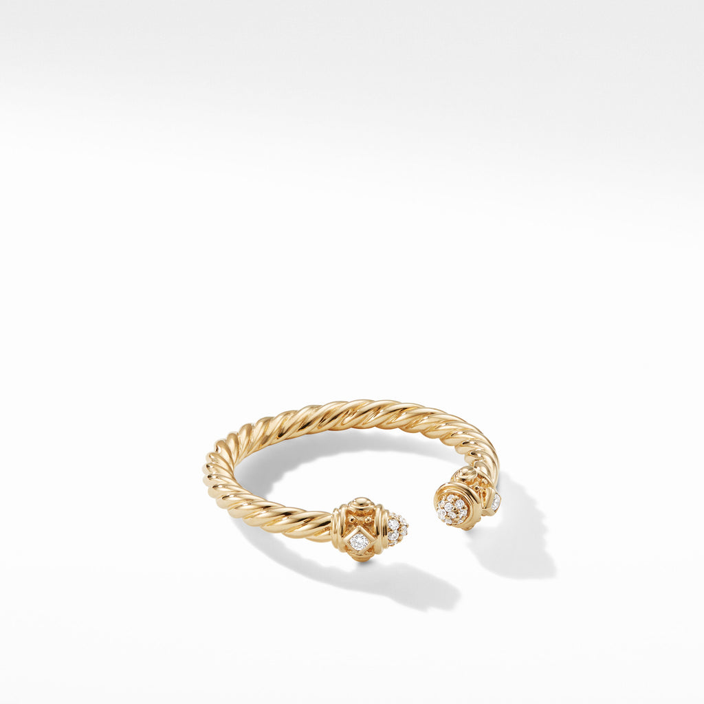 Renaissance Ring in 18K Yellow Gold with Pavé Diamonds