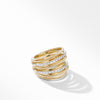 Crossover Wide Ring in 18K Yellow Gold with Diamonds