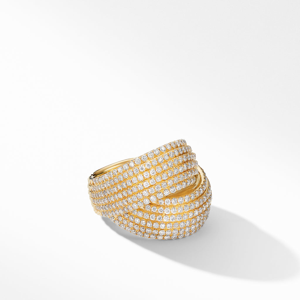 DY Origami Crossover Ring in 18K Yellow Gold with Diamonds