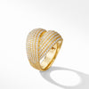 DY Origami Crossover Ring in 18K Yellow Gold with Diamonds