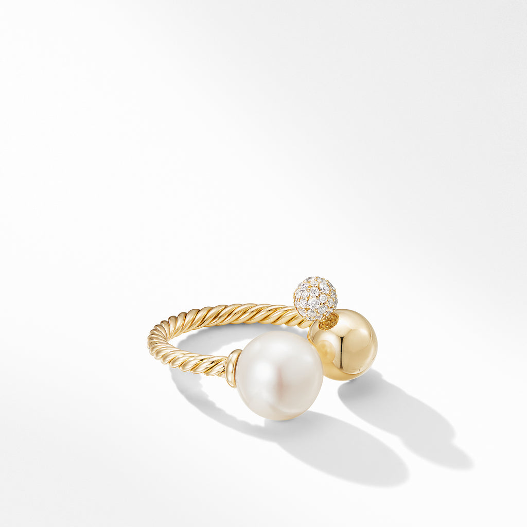 Solari Cluster Ring in 18K Yellow Gold with Pearl and Diamonds
