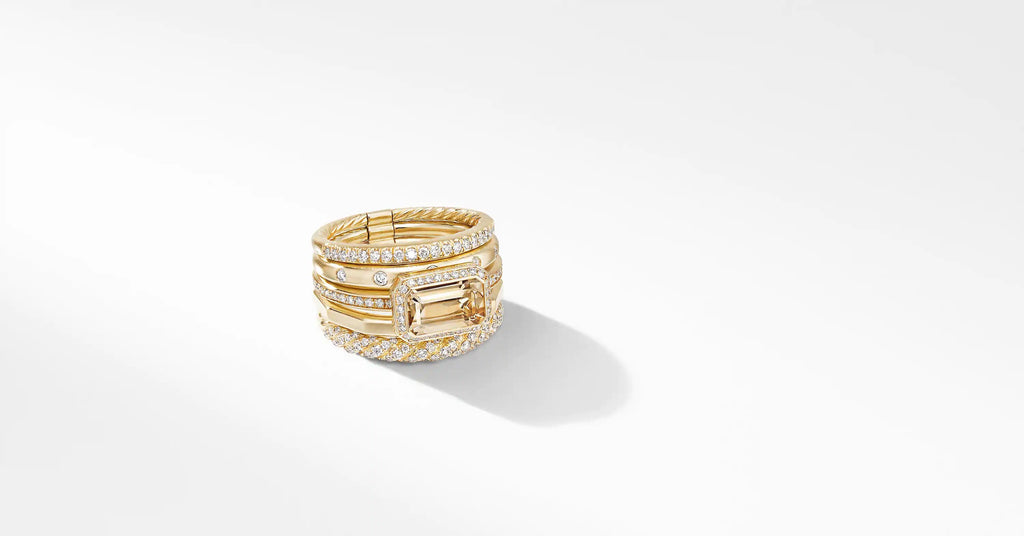 Stax Statement Ring in 18K Yellow Gold with Champagne Citrine and Diamonds