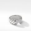 Sculpted Cable Ring in Sterling Silver with Pavé Diamonds