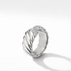 Sculpted Cable Ring in Sterling Silver with Pavé Diamonds
