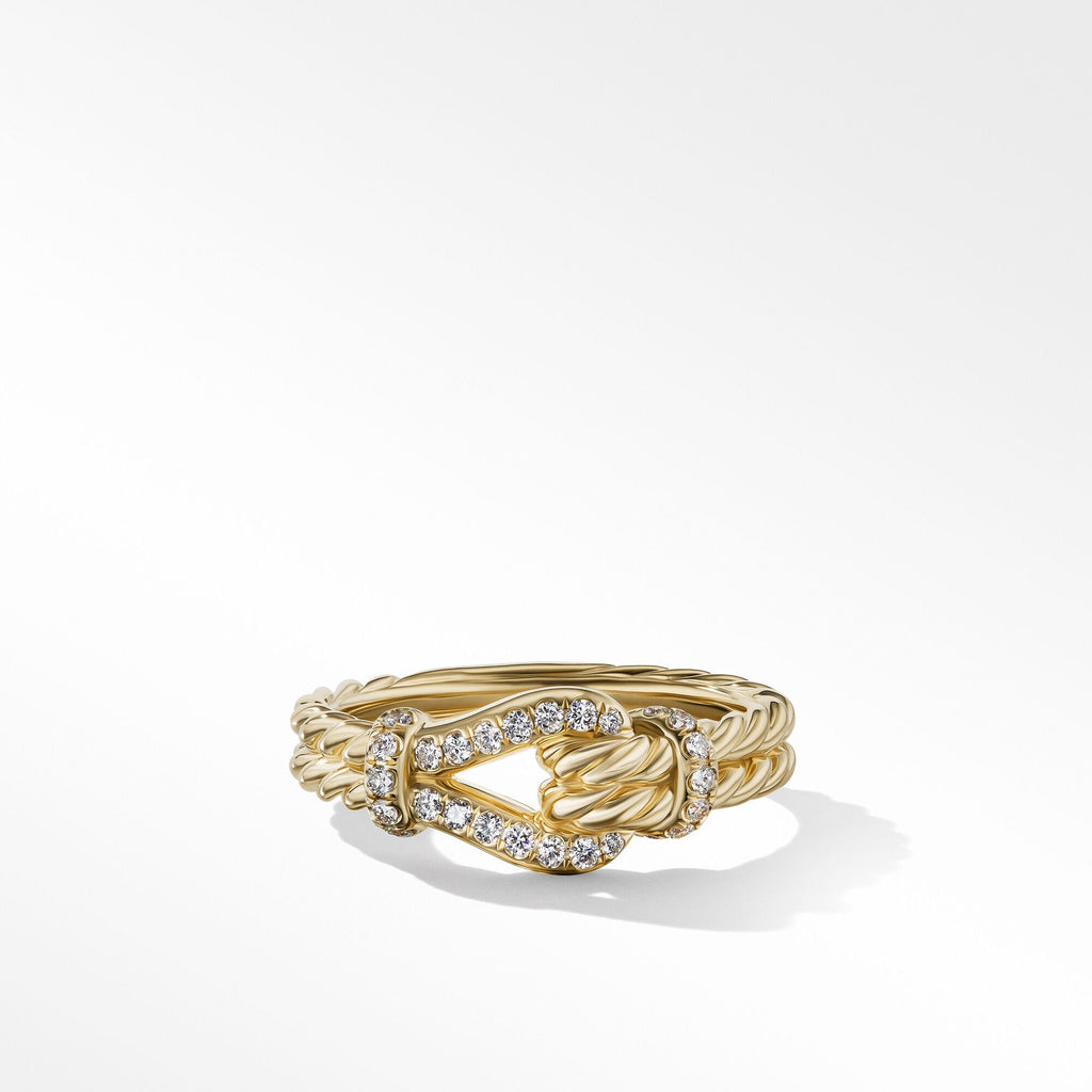 Thoroughbred Loop Ring in 18K Yellow Gold with Pavé Diamonds