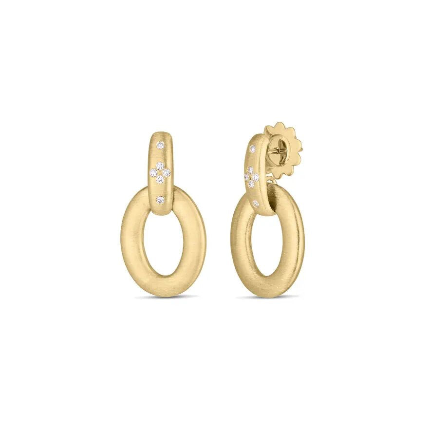 18kt Yellow Gold Duchessa Diamond Accent Satin Doorknocker Earrings