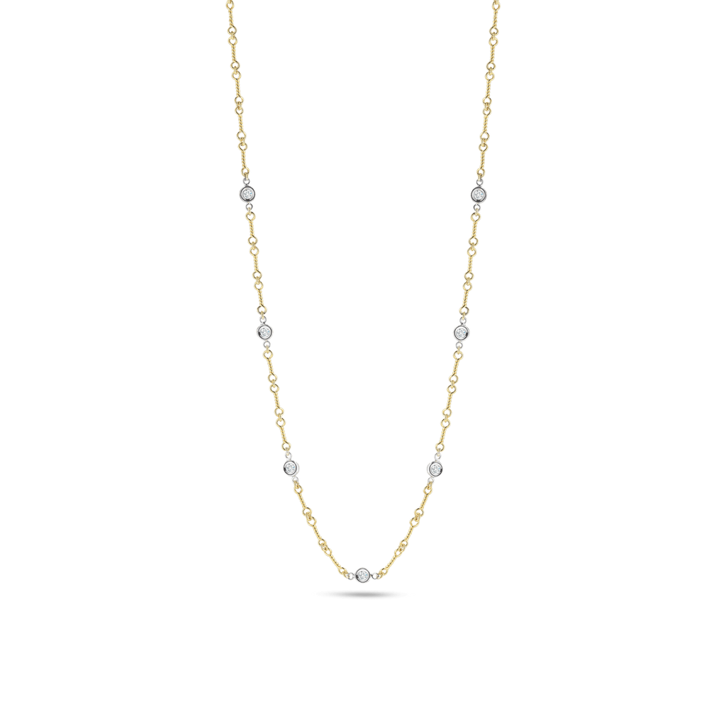 Dogbone Chain Necklace with Diamond Stations